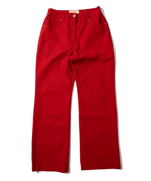 DAISY STAR PATCH PANTS red