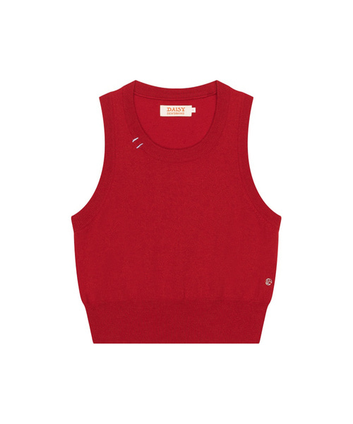 DAISY NEEDLE POINT KNIT VEST red