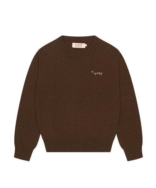 HEART PACTH CREWNECK KNIT brown