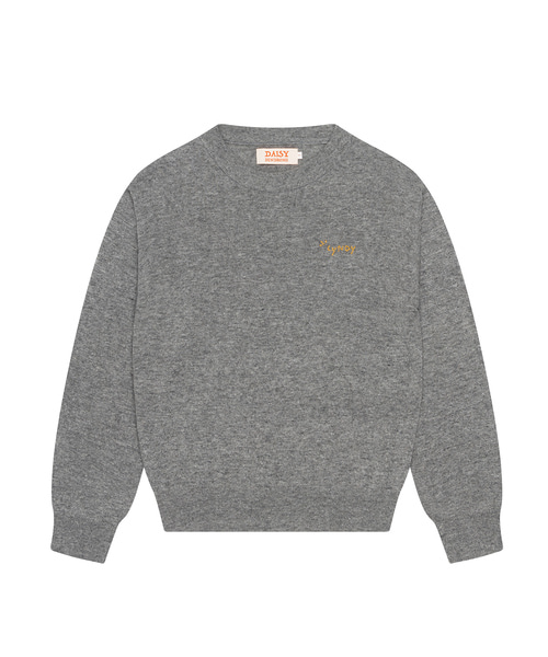 HEART PACTH CREWNECK KNIT charcoal